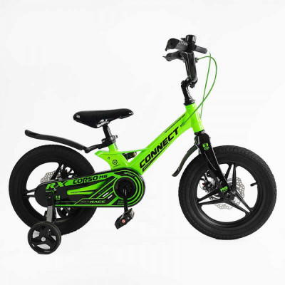 Дитячий велосипед 14" Corso CONNECT MG-14155 МАГНІЄВА РАМА, ЛИТІ ДИСКИ, ДИСКОВІ ГАЛЬМА, зібраний на 75%