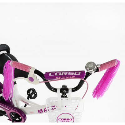 Велосипед 14" дюймів 2-х колісний CORSO MAXIS  ручне гальмо, дзвіночок, сидіння з ручкою, додаткові колеса, ЗІБРАНИЙ НА 75%, в коробці