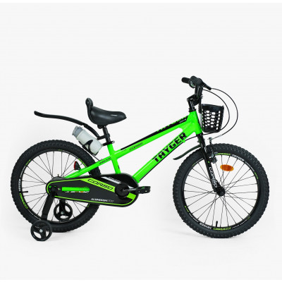 Велосипед 2-х колісний 20" CORSO TAYGER алюмінієва рама, ручне гальмо, дод. колеса, дзвоник, бутилочка, зібран на 85%