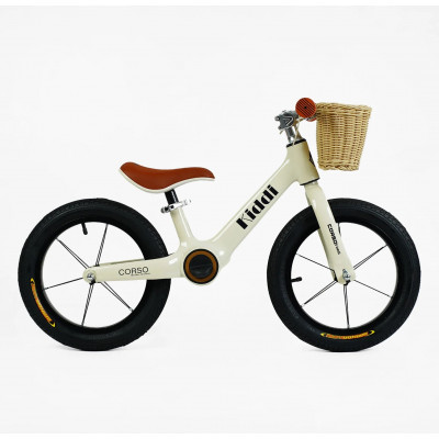 Біговел CORSO KIDDI LT-14104 магнієва рама, колеса надувні резинові 14’’, алюмінієві обода, підставка для ніг, корзинка, в коробці