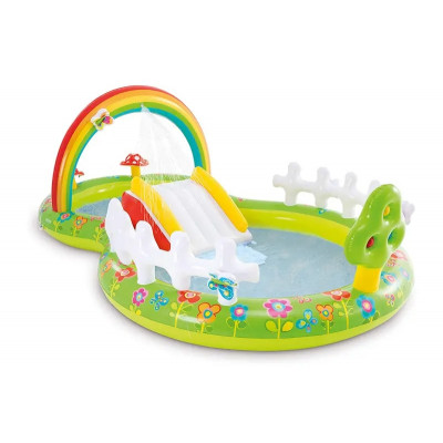 Ігровий центр INTEX "Мій сад" з фонтаном, надувними іграшками та гіркою 57154 р.290*180*104см