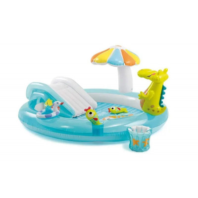 Ігровий центр INTEX "Крокодил" з гіркою, в коробці 57165 р.201*170*84см