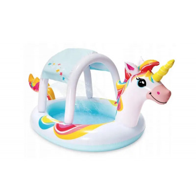 Басейн надувний INTEX 58435 "Единоріг" зі з`ємним дахом р. 254*132*109 см.
