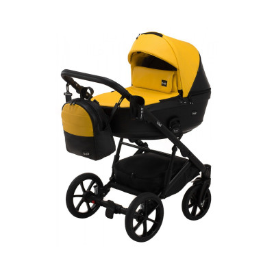 Коляска 2 в 1 Bair Kiwi - K-63/15 жовтий - чорний шкіра 100%