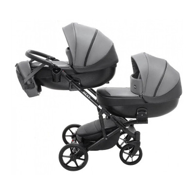 Коляска для двійні Bair Next Duo - Шкіра 100% 25 графіт