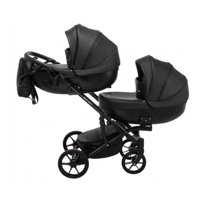 Коляска для двійні Bair Next Duo - Шкіра 100% 36 чорний
