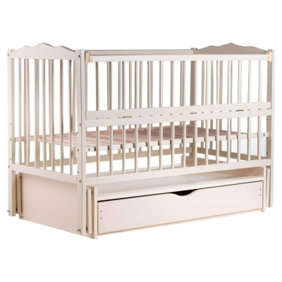 Ліжечко  Веселка  маятник, ящик, відкидна боковина, бук - Слонова кістка