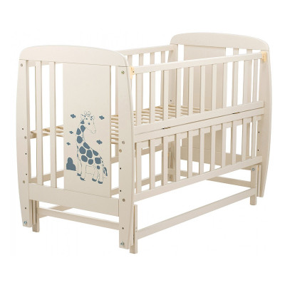 Ліжечко  Жирафик маятник, відкидний бік бук - Слонова кістка