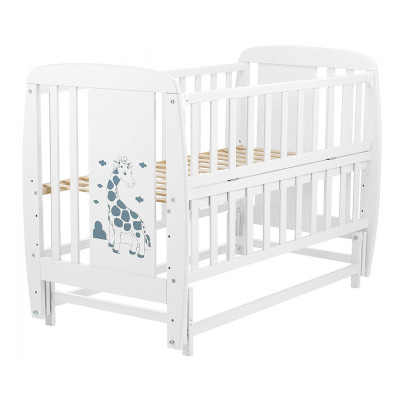 Ліжечко  Жирафик маятник, відкидний бік бук - Білий