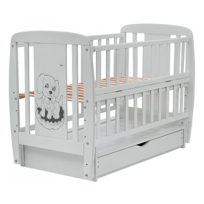 Ліжечко  Собачка маятник, ящик, відкидний бік, бук - Сірий