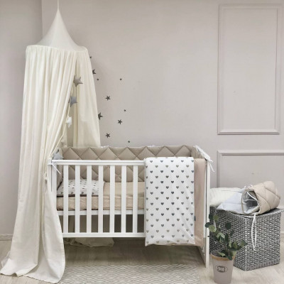 Комплект дитячої постільної білизни MSonya Baby Mix - Сіро-бежеві сердця