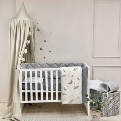 Комплект дитячої постільної білизни MSonya Baby Mix - Хмари сірі з місяцем