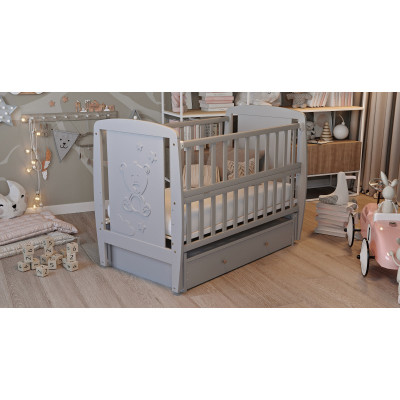 Дитяче ліжечко Дубок Умка з шухлядою - DUS-03, сірий