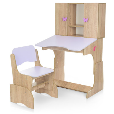 Дитяча парта з полицями та стільцем Bambi W 903 дерево - Білий