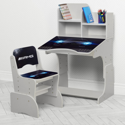 Дитяча парта з надбудовою та стільцем Vivast W 2071 (UA) - Mercedes, білий (61-4)