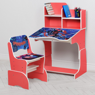 Дитяча парта з надбудовою та стільцем Vivast W 2071 (UA) - Spider-man, червоний (119-2)