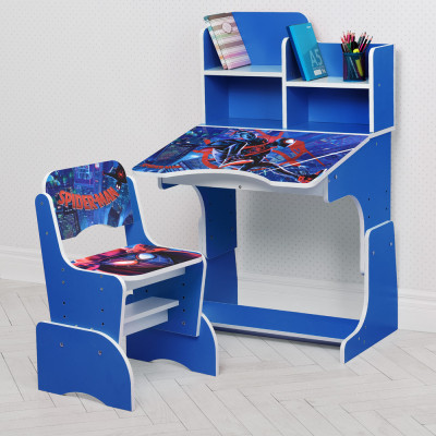 Дитяча парта з надбудовою та стільцем Vivast W 2071 (UA) - Spider-man, синій (119-3)