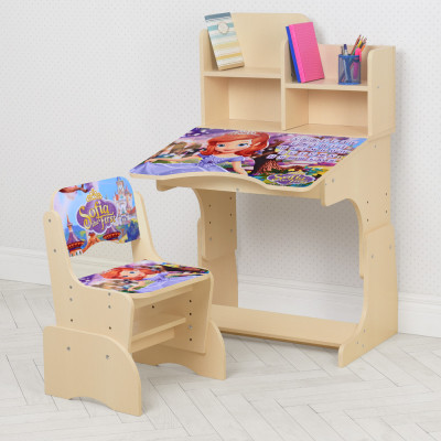 Дитяча парта з полицями та стільцем Vivast W 2071 - Софія прекрасна, світлий (41-4)