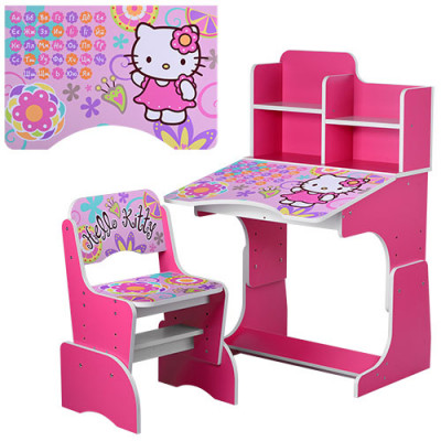 Дитяча парта з полицями та стільцем Vivast W 2071 - Hello Kitty, рожевий (48-2)