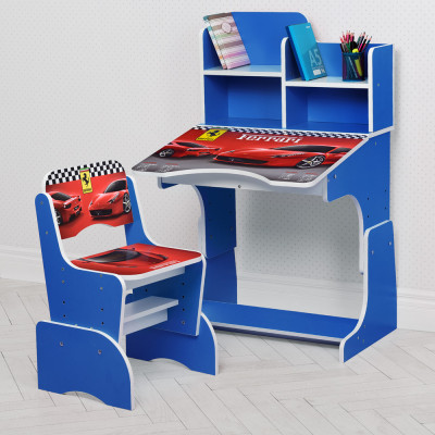 Дитяча парта з полицями та стільцем Vivast W 2071 - Ferrari, червоний (63-6)