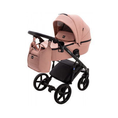 Дитяча коляска 2 в 1 Bair Marcel шкіра 100% - BM-144 рожевий (пудра)