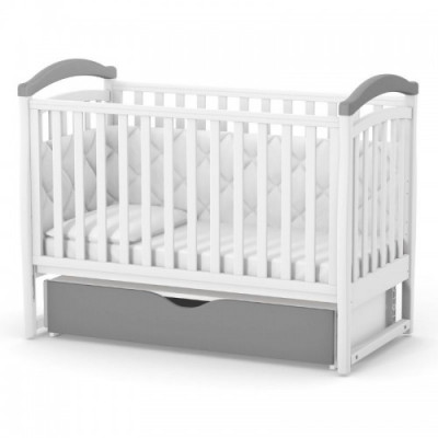 Дитяче ліжечко Верес ЛД6 (маятник з шухлядою) - Біло-графітовий