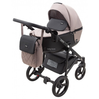 Коляска 2 в 1 Bair City - Soft 455 капучіно - чорна шкіра