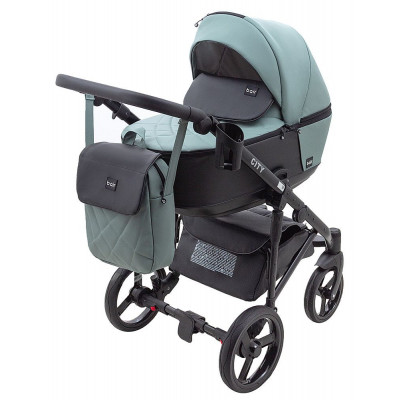 Коляска 2 в 1 Bair City - 21 нефрит - чорний, шкіра 100%
