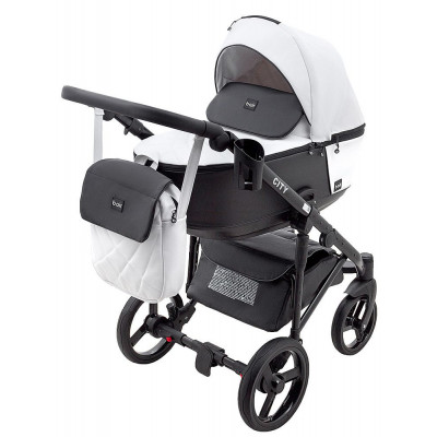 Коляска 2 в 1 Bair City - 23 білий - чорний, шкіра 100%