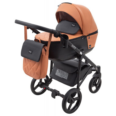 Коляска 2 в 1 Bair City - 38 карамель-чорний, шкіра 100%