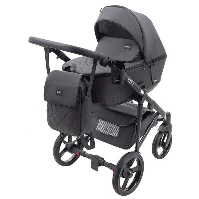 Коляска 2 в 1 Bair City - Soft 222 чорний-чорна шкіра