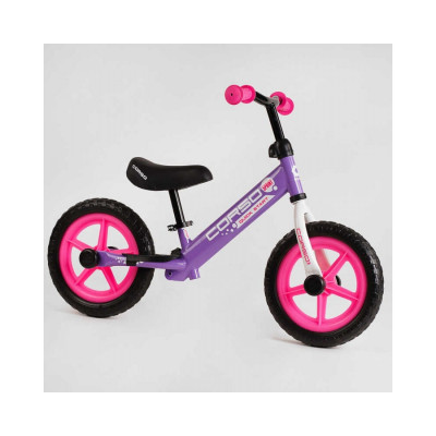 Велобіг "CORSO" J-4318 (1) сталева рама, колесо 12" EVA (ПІНА), підставка для ніжок - Фіолетовий (J-5602)