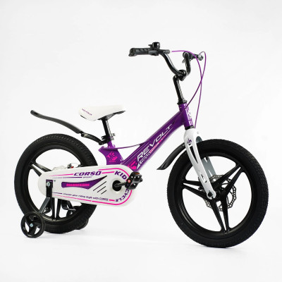 Велосипед 18" дюймів 2-х колісний "CORSO Revolt" МАГНІЄВА РАМА, ЛИТІ ДИСКИ, ДИСКОВІ ГАЛЬМА, зібраний на 75% - Фіолетовий (MG18483)