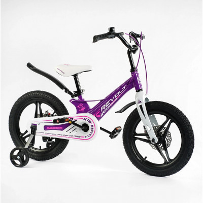 Велосипед 16" дюймів 2-х колісний "CORSO Connect"  МАГНІЄВА РАМА, ЛИТІ ДИСКИ, ДИСКОВІ ГАЛЬМА, зібраний на 75% - Фіолетовий (MG-16711)