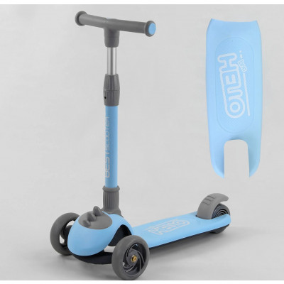 Самокат триколісний Best Scooter, складне алюмінієве кермо, 3 колеса PU зі світлом, d = 120*35 мм - Блакитний (D-0885)