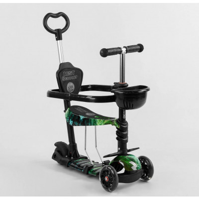 Самокат 5в1 Best Scooter, АБСТРАКЦІЯ, із захисним бампером, PU колеса, ПІДСВІЧУВАННЯ КОЛІС - Чорний (S 9358)