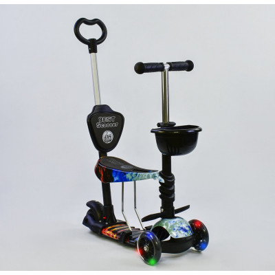 Самокат 5в1 Best Scooter, АБСТРАКЦІЯ, PU колеса, ПІДСВІЧУВАННЯ КОЛІС - 21500