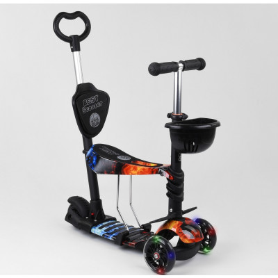 Самокат 5в1 Best Scooter, АБСТРАКЦІЯ, PU колеса, ПІДСВІЧУВАННЯ КОЛІС - 21700
