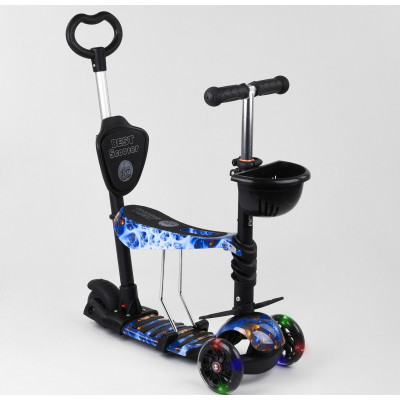 Самокат 5в1 Best Scooter, АБСТРАКЦІЯ, PU колеса, ПІДСВІЧУВАННЯ КОЛІС - 32066
