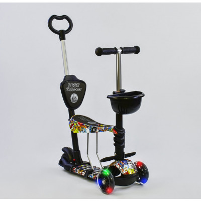 Самокат 5в1 Best Scooter, АБСТРАКЦІЯ, PU колеса, ПІДСВІЧУВАННЯ КОЛІС - 34760