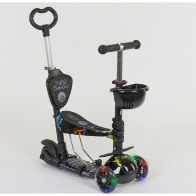 Самокат 5в1 Best Scooter, АБСТРАКЦІЯ, PU колеса, ПІДСВІЧУВАННЯ КОЛІС - 35110