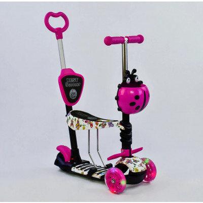 Самокат 5в1 Best Scooter, АБСТРАКЦІЯ, PU колеса, ПІДСВІЧУВАННЯ КОЛІС - 58420