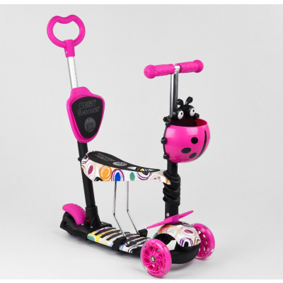 Самокат 5в1 Best Scooter, АБСТРАКЦІЯ, PU колеса, ПІДСВІЧУВАННЯ КОЛІС - 75009