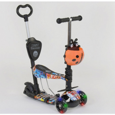 Самокат 5в1 Best Scooter, АБСТРАКЦІЯ, PU колеса, ПІДСВІЧУВАННЯ КОЛІС - 15600