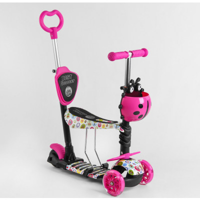 Самокат 5в1 Best Scooter, АБСТРАКЦІЯ, PU колеса, ПІДСВІЧУВАННЯ КОЛІС - 15800