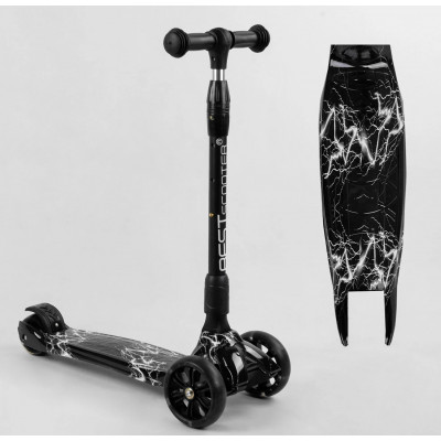 Самокат триколісний Best Scooter  складне алюмінієве кермо, 3 колеса PU зі світлом, переднє 130х35 мм, заднє 80х45 мм - 11-505