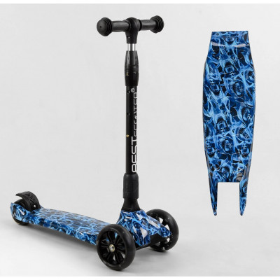 Самокат триколісний Best Scooter  складне алюмінієве кермо, 3 колеса PU зі світлом, переднє 130х35 мм, заднє 80х45 мм - 24-601