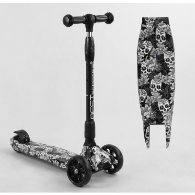 Самокат триколісний Best Scooter  складне алюмінієве кермо, 3 колеса PU зі світлом, переднє 130х35 мм, заднє 80х45 мм - 65-878