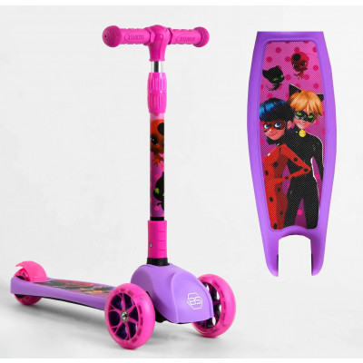 Самокат триколісний  Best Scooter (1) СВІТЛО КОЛІС ТА ДИСКІВ, складене кермо, передні колеса PU 120х35мм, задні колеса PU 80х48мм - 80277