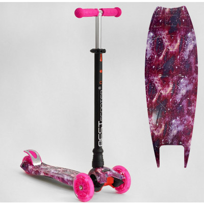 Самокат  "Best Scooter" (1) пластмасовий, 4 колеса PU, СВІТЛО, трубка керма алюмінієва, d = 12см, в коробці - 779-2504